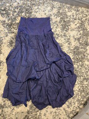 Baba Women’s Ruffle Boho Tiered Skirt | Size Large | Navy Blue